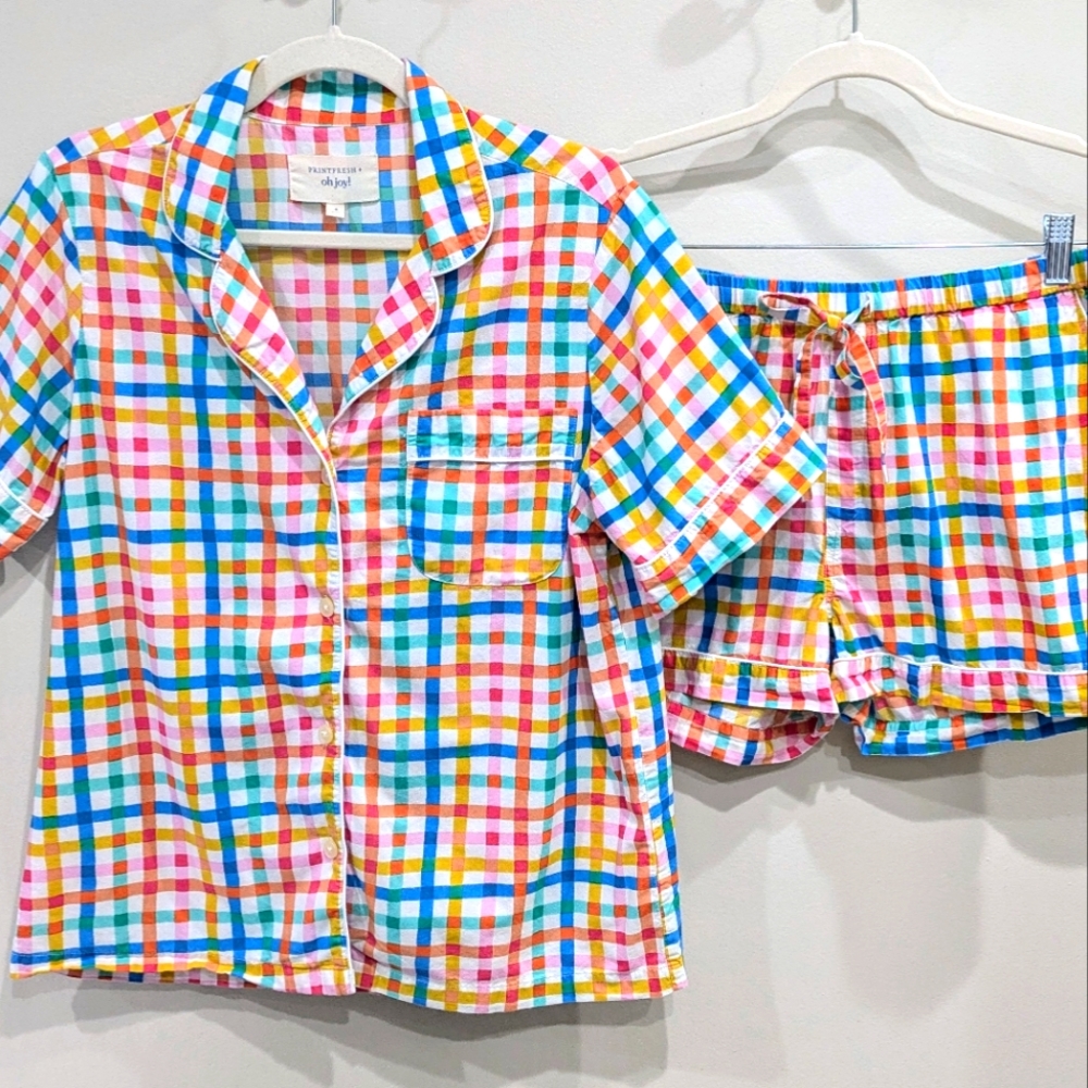 Printfresh + Oh Joy! - Plaid Picnic - Short Sleep Set - Citrus Squeeze